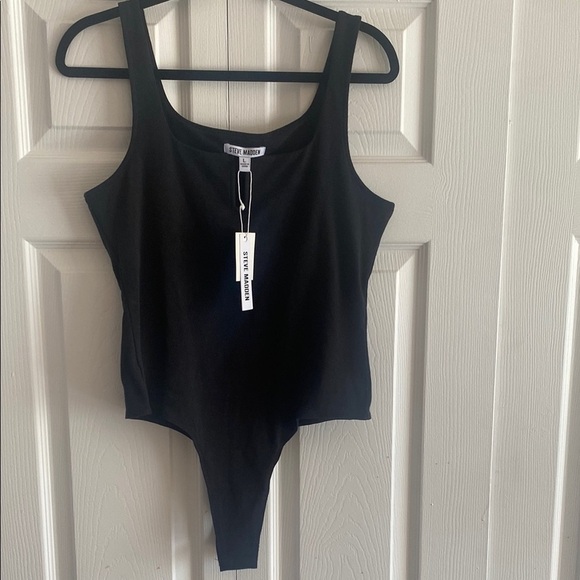Steve Madden black bodysuit size L new with tags snap bottom - Picture 1 of 7